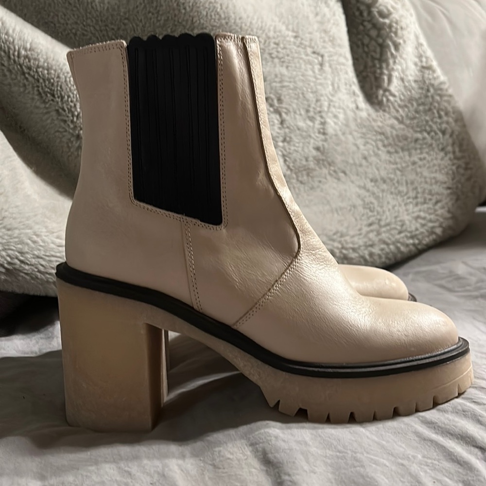 Ivory leather boots from Free People